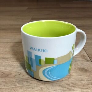 Starbucks 2015 Waikiki OahuHawaii You Are Here Collection Coffee Mug Green Blue